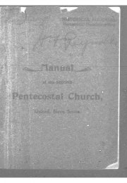 Manual of the Second Pentecostal Church, Oxford, Nova Scotia. 1900