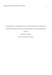 Systematic Review: Investigating Factors associated with Female Active Duty Service Members with an Eating Disorder and Concurrent Diagnoses of Anxiety and Depressive Disorders