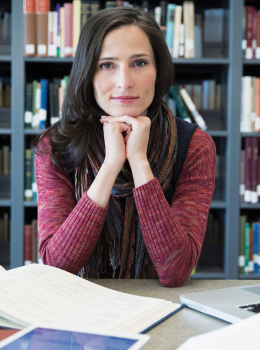 Student studying in library