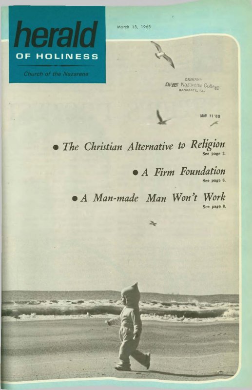 A Child running along the shore--cover of Herald of Holiness - March 13, 1968.