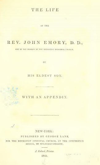 The life of the Rev. John Emory